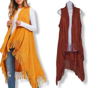 NWT Fringe Hem Cardigan Vest